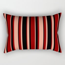 [ Thumbnail: Dark Salmon, Black & Maroon Colored Pattern of Stripes Rectangular Pillow ]