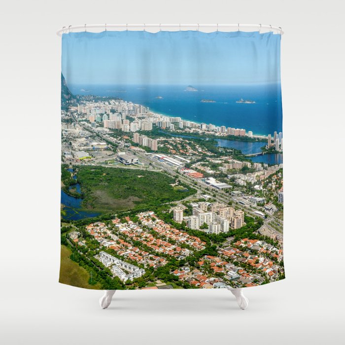 Brazil Photography - Overview Over Bertioga By The Blue Ocean Shore Shower Curtain