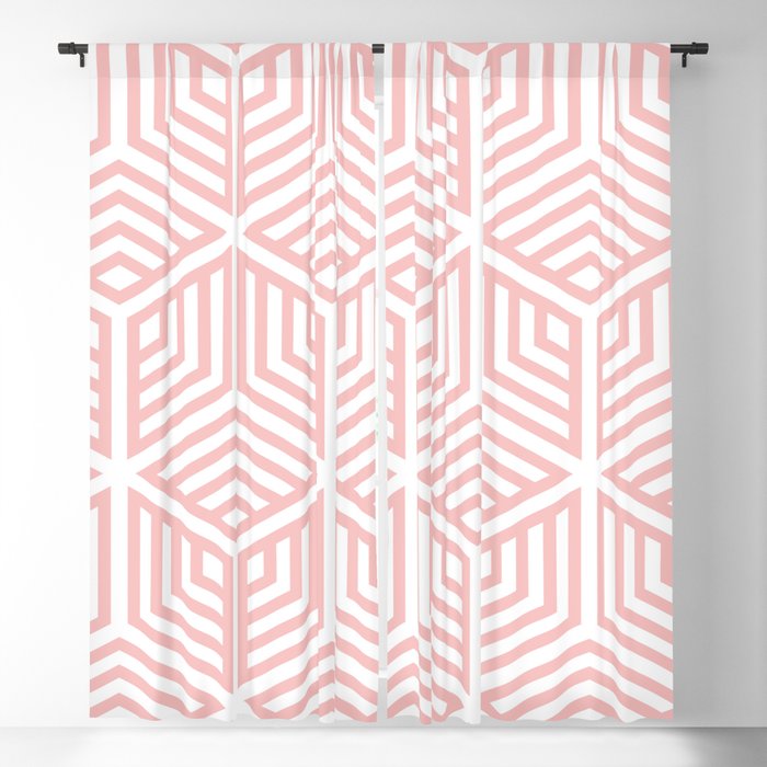 Pastel Pink and White Cube Geometric Pattern Pairs 2022 Trending Color Pantone First Blush 13-2003 Blackout Curtain