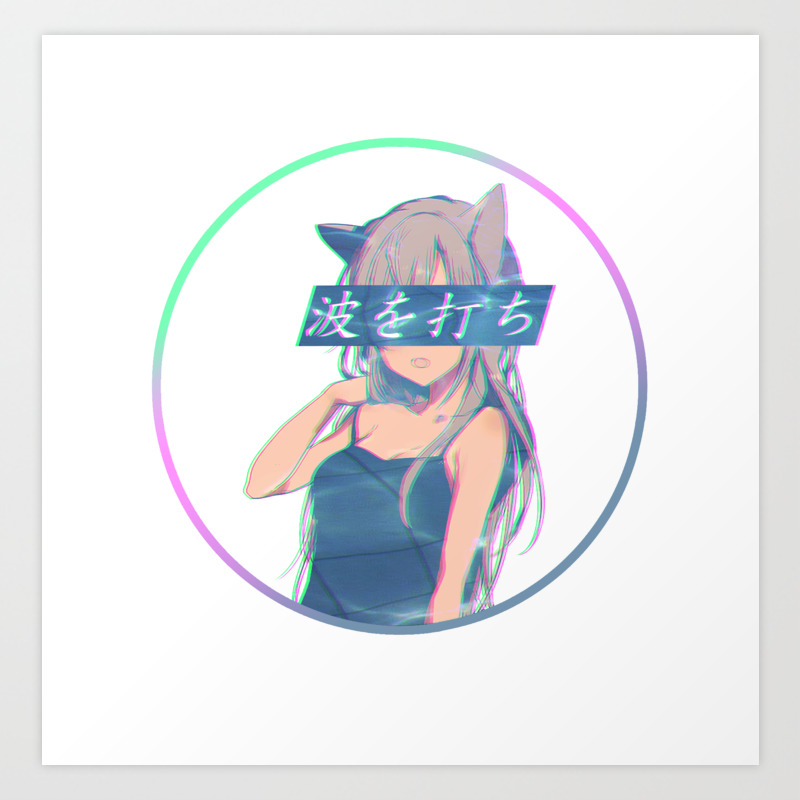Waves Sad Anime Japanese Aesthetic Kawaii Girl Art Print By Poser Boy Society6