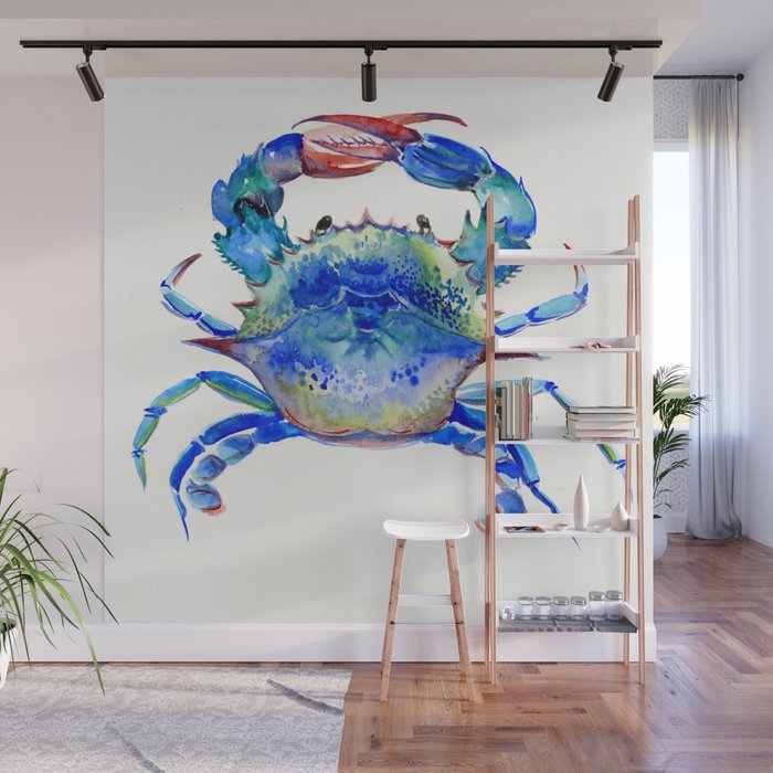 Blue Crab, crab restaurant seafood design art Wall Mural