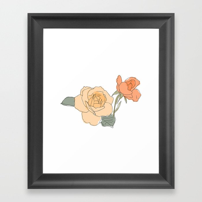Handdrawn Roses Framed Art Print