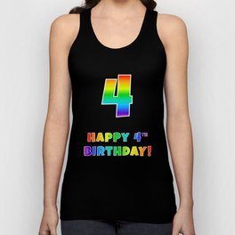 [ Thumbnail: HAPPY 4TH BIRTHDAY - Multicolored Rainbow Spectrum Gradient Tank Top ]