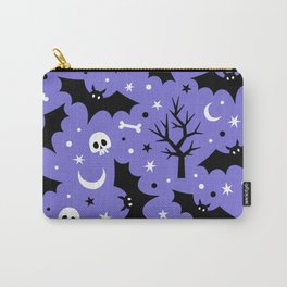 Seamless Halloween Pattern Of Bats, Moons, Skulls And Trees. Carry-All Pouch