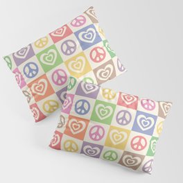 Peace and Love Rainbow Pride Checker  Pillow Sham