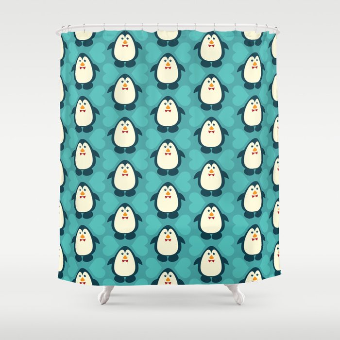penguin love pattern 6 Shower Curtain