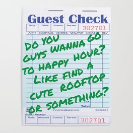 Trendy Guest Check Print | Green | College Print Poster