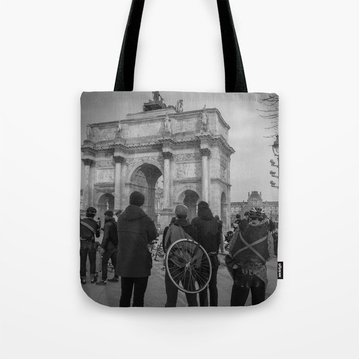 Cyclists, Le Louvre, Paris Tote Bag