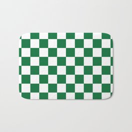 Checkered (Dark Green & White Pattern) Bath Mat