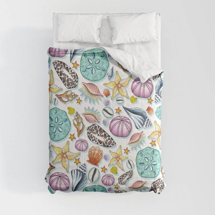 Illustrated Seashell Pattern Comforter