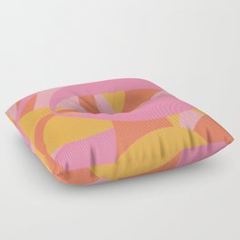Groovy Ribbons Retro Abstract Pattern Pink Orange Mustard Floor Pillow