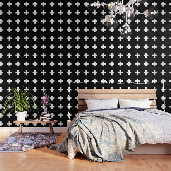 Swiss Cross Black Wallpaper
