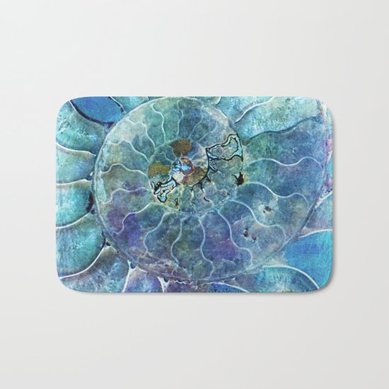 Aqua seashell -mother-of-pearl - Beautiful backdrop on #Society6 Bath Mat