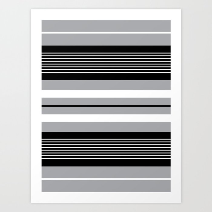 Classic black , gray and white stripes pattern Art Print