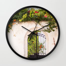 Flower Gate | Greek Scenery on the Island of Naxos | Gateway to the Garden | Travel & Nature Photography Wall Clock