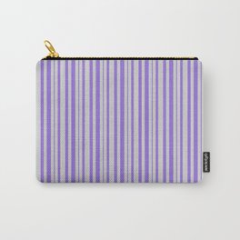 [ Thumbnail: Light Gray & Purple Colored Lines Pattern Carry-All Pouch ]
