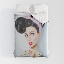 Pinup cool woman Duvet Cover