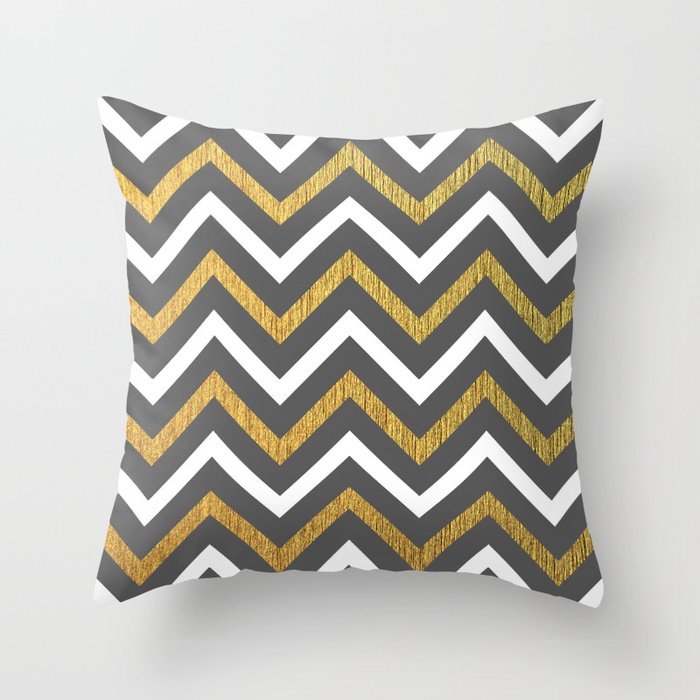 Modern Decorative Metallic Zigzag stripes Pattern Throw Pillow