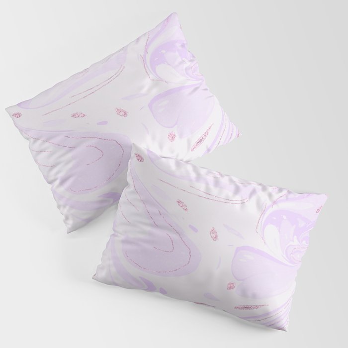 Elegant lilac faux rose gold glitter modern marble Pillow Sham