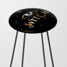 New World Order golden witch eyes with crescent moon	 Counter Stool