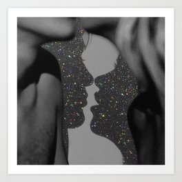 LOVE | glitter collage art | shadows | feelings | passion | sparkle art | glitter art | bling  Art Print