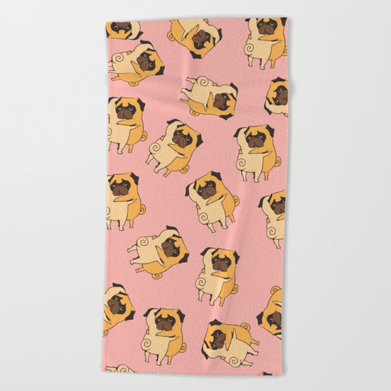 Pug Hugs Beach Towel