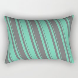 [ Thumbnail: Dim Gray & Aquamarine Colored Lined/Striped Pattern Rectangular Pillow ]