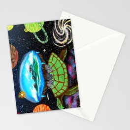 Cosmic Turtle Journey Through Space Stationery Card