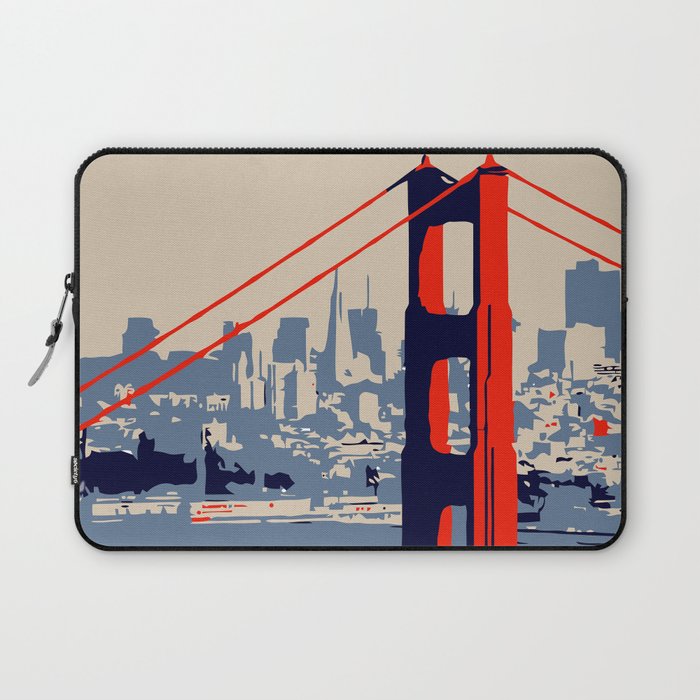 Golden gate bridge vector art Laptop Sleeve