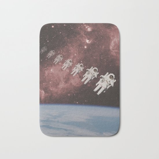 ASTRONAUT TRAVELING THROUGH TIME AND SPACE Bath Mat