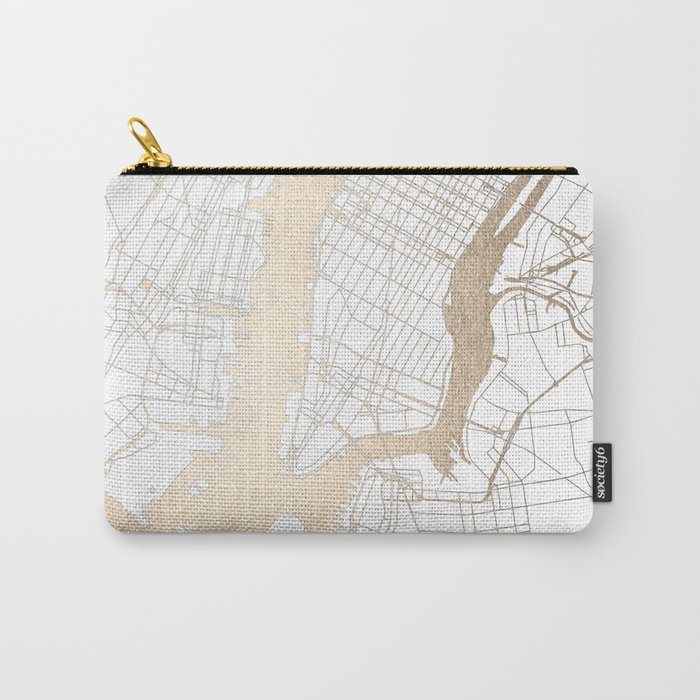 New York City White on Gold Carry-All Pouch