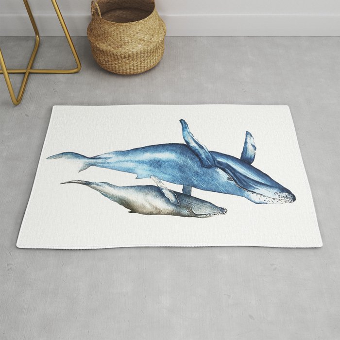Humpback Whales Mother and Calf  Rug