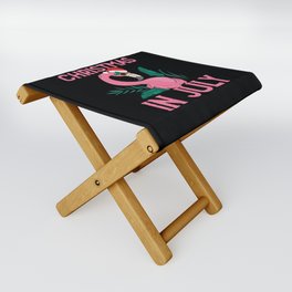 Christmas In July Flamingo Folding Stool