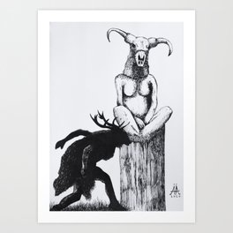 Anarchy of the Beasts Art Print | Goddesses, Primitive, Horns, Shaman, Beasts, Beast, Shamanism, Goddess, Drawing, Magic 