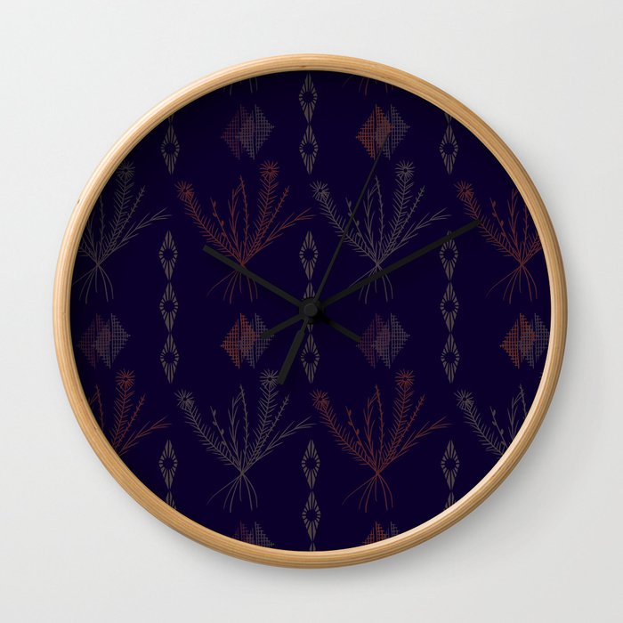 Purple Weeds Wall Clock