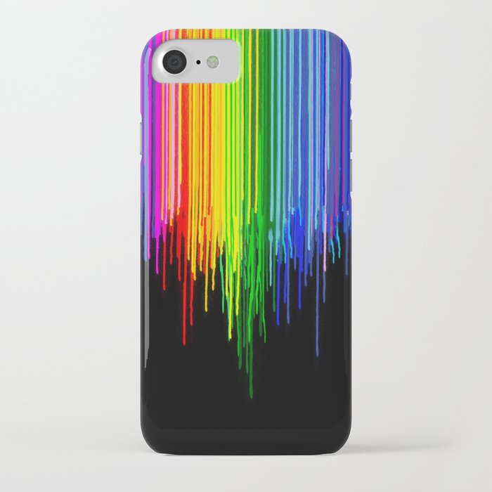 Rainbow Paint Drops on Black iPhone Case