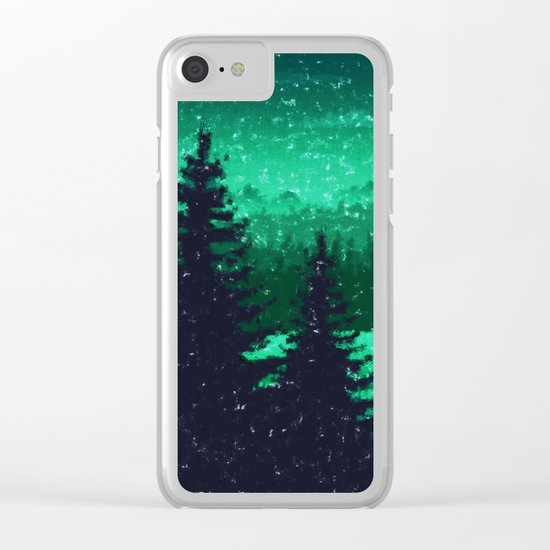 Snowing in the forest Clear iPhone Case