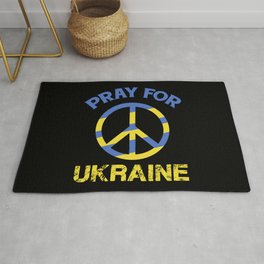 Pray For Ukraine Peace Sign Area & Throw Rug