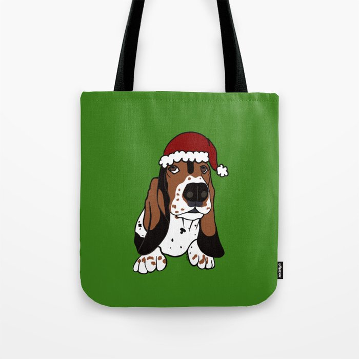 A Basset Full of Christmas Tote Bag | Drawing, Digital, Basset-hound, Bassets, Basset-christmas, Christmas-gifts, Basset-mugs, Basset-gifts, Basset-blanket, Basset-shirts