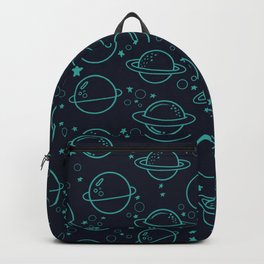 Outer Space Galaxy Print On Dark Blue Background Pattern Backpack