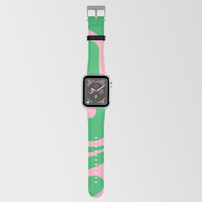 Pink and Spring Green Modern Liquid Swirl Abstract Pattern Apple Watch Band