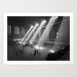 New York Grand Central Train Station Terminal Black and White Photography Print Art Print