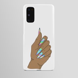 Woman Hand With Long Holographic Nails Android Case