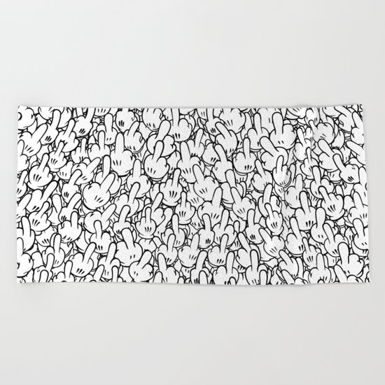 Middle fingers of Mickey Mouse Beach Towel
