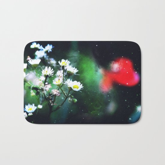 Flowers, My Heart And The Stars Bath Mat