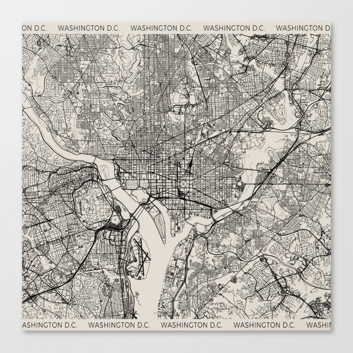 Washington D.C. - Black and White Canvas Print
