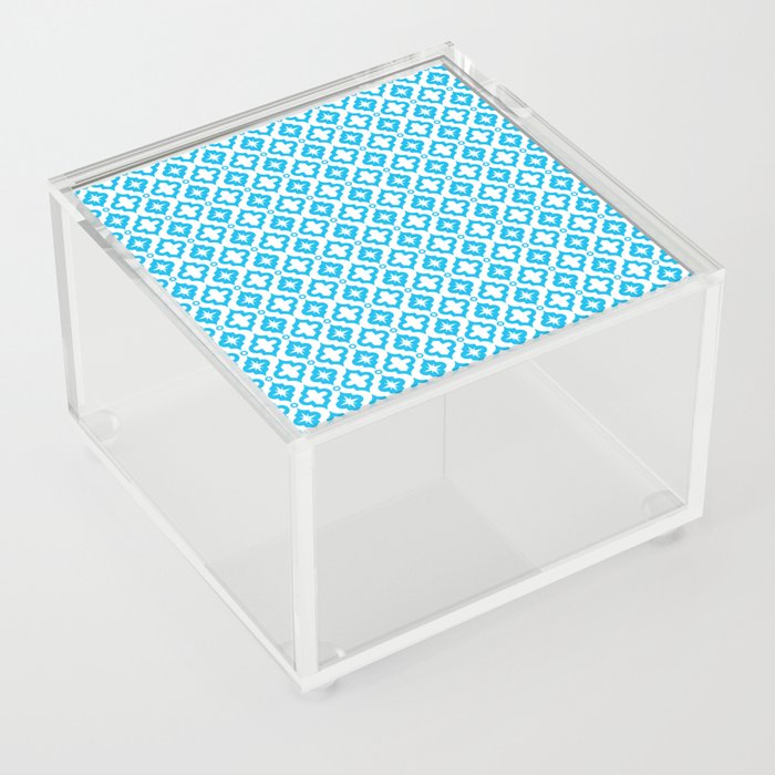 Turquoise Ornamental Arabic Pattern Acrylic Box