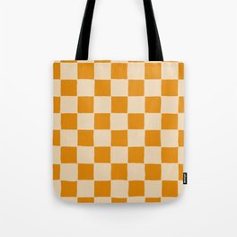 Desert Orange Checker, Hand-Painted Tote Bag