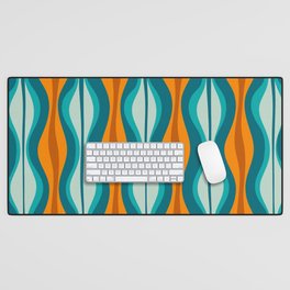 Hourglass Mid Century Modern Abstract Pattern in Turquoise, Aqua, Orange, and Rust Desk Mat