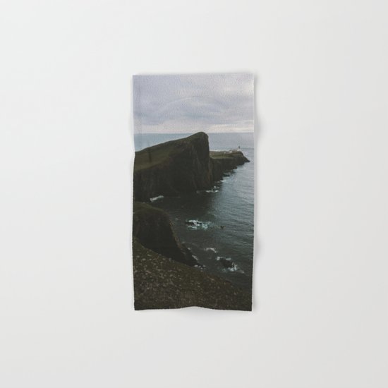 Neist Point Lighthouse at the Atlantic Ocean - Landscape Photography Hand & Bath Towel
